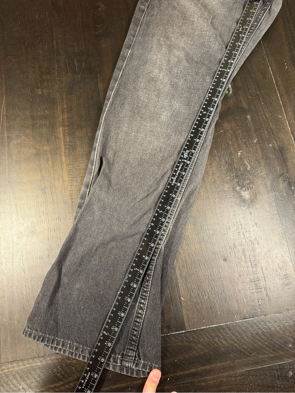 True Religion Ricky Straight Flap Jeans Size 36 Gray Black Wash 100% Cotton